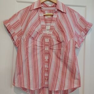 Anthropologie Maeve Red and White Striped Shirt